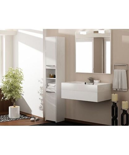 PISA - Colonne armoire salle de bain - 30x30x170 cm - Meuble salle de bain - Rangement salle de bain - blanc