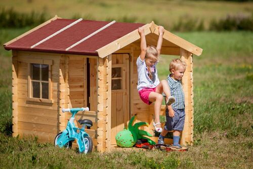 Maison En Bois Pour Enfants - Maison De Jeux Pour L'extérieur 175x130xh145cm/1.1m2 - Maison Jardin Enfant Exterieur Bois - Maison D'été Extérieure Timbela M501a