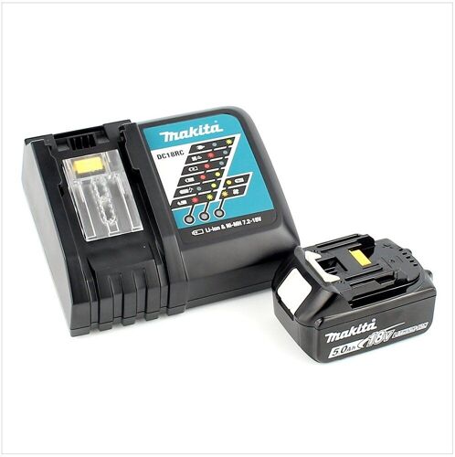 Makita DHP 482 RT1J - 18 V Li-Ion Perceuse visseuse à percussion sans fil avec coffret Makpac +1x Batterie BL 1850 5,0 Ah + Chargeur DC 18 RC