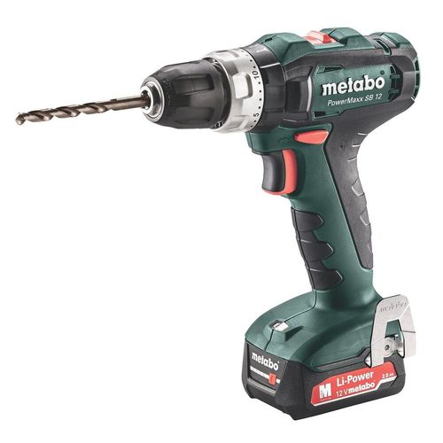 METABO Perceuse visseuse a percussion - PowerMaxx - SB 12 2x 2.0Ah - SC 60 Plus - coffret