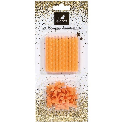 Bougie anniversaire x 20 + 20 supports pêche