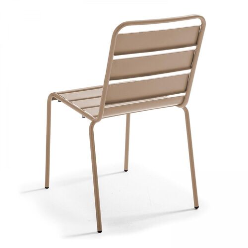 Ensemble Table De Jardin Et 4 Chaises En Métal Taupe