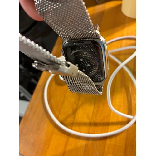 Apple Watch Series 9 41 mm Acier inoxydable Argent GPS + Cellular Bracelet milanais Gris