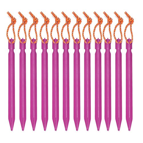 Lot De 12 Piquets De Clous De Tente En Alliage D'aluminium Avec Corde Pour Camping Léger En Plein Air, Violet