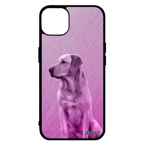 Coque Iphone 14 Silicone Chien Canin Rigide 512 Go Chiot Antichoc Design Labrador Effet Rose Golden Retriever Texture Noir