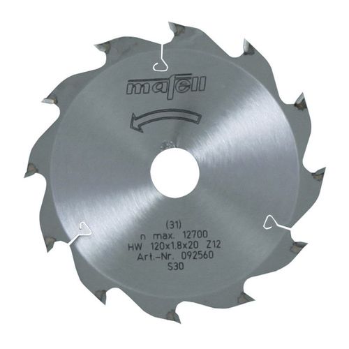 Lame de scie Mafell HM (120 x 1,2/1,8 x 20 mm, Z 12, WZ, pour coupes longitudinales dans le bois) - 092560