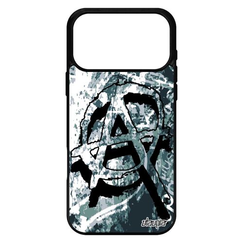 Coque pour iPhone 17 pro max silicone anarchie revolution Dessin tag etui punk metal graphique Gris tague tattoo de made in France