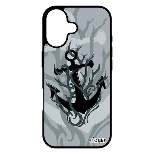 Coque Pour Iphone 17 En Silicone Ancre Algue Pirate De Protection Vintage Artistique Rigide Mer Tpu Feu Symbole De Bateau Noir