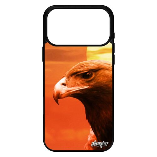 Coque silicone pour iPhone 17 pro max aigle design oiseau metal rapace housse royal telephone 4G ciel antichoc orange unique