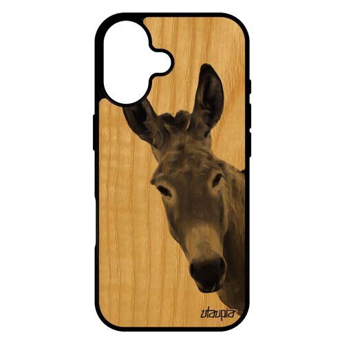 Coque Pour Iphone 17 En Bois Silicone Ane Animal Jolie Anesse Housse Fr¿Ne Nature Animaux Bourrique Mobile Case Design Tetu Gris De