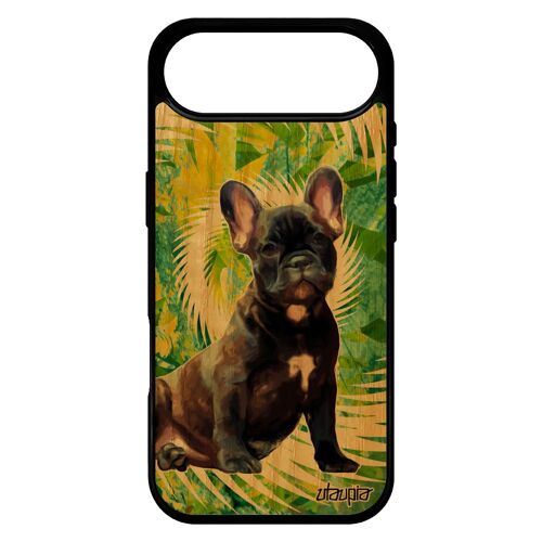 Coque Pour Iphone 17 Air Bois Naturel Silicone Chien Design Mandala Mignon Bulldog Texture Chiot Rigide Animaux Canin Fr¿Ne De