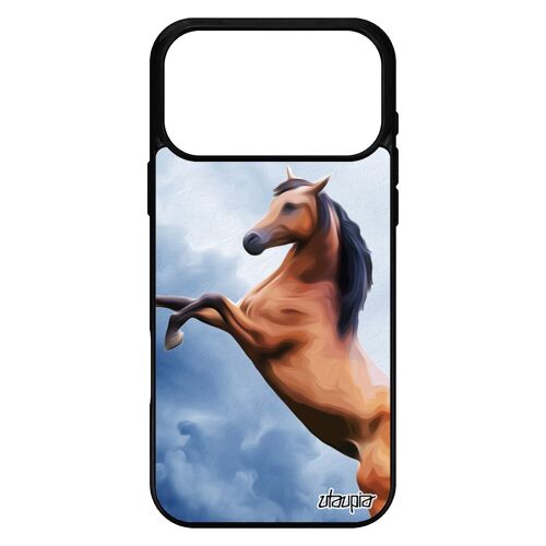 Coque pour iPhone 17 pro max en silicone cheval original nuage ciel poney equitation de protection design souple animal bleu housse
