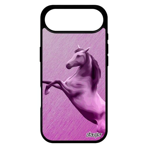 Coque Pour Iphone 17 Air En Silicone Cheval Rose Mobile Telephone Equitation Animal Case Animaux Design Noir Poulain Texture Poney