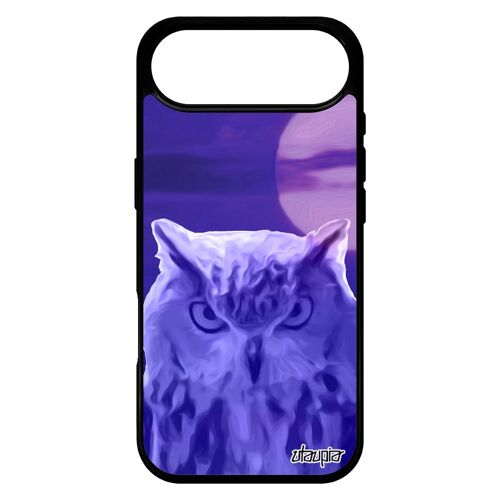 Coque Pour Iphone 17 Air En Silicone Hibou Ciel Motif Telephone Case Animal De Protection Animaux Design Bleu Mobile Lune Chouette