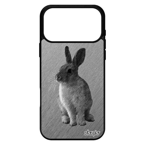 Coque pour iPhone 17 pro max silicone lapin de paques mobile animal effet housse antichoc design li¿vre telephone gris dessin