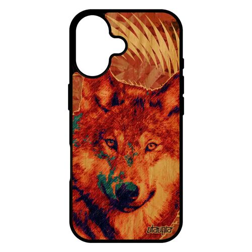 Coque silicone pour iPhone 17 bois loup predateur case louve portable animaux texture design orange rigide animal de made in France