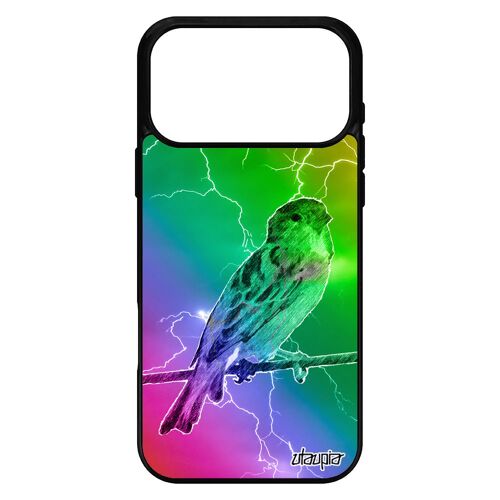Coque oiseau pour iPhone 17 pro max silicone nature petit antichoc arc en ciel aluminium multicolore vert bumper design moineau de