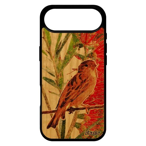 Coque Pour Iphone 17 Air En Bois Silicone Oiseau Moineau Housse Smartphone Motif Petit Fleurs 1000 Go Animaux Vert Nature Antichoc