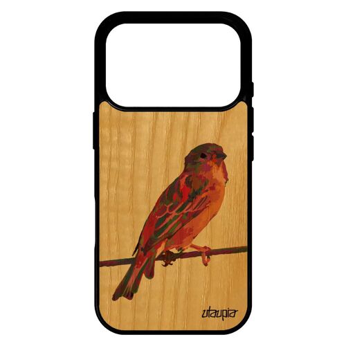 Coque silicone oiseau pour iPhone 17 pro bois naturel fr¿ne original nature 1000 Go moineau bumper telephone de protection violet