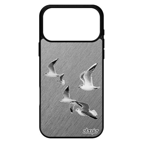 Coque oiseaux mouettes pour iPhone 17 pro max silicone 1000 Go rigide effet mer telephone nature etui animal texture marin antichoc