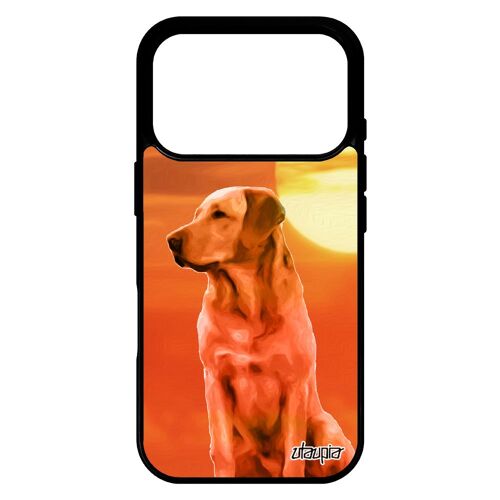Coque pour iPhone 17 pro silicone chien orange ciel design labrador golden retriever animaux original couch¿ de soleil souple noir