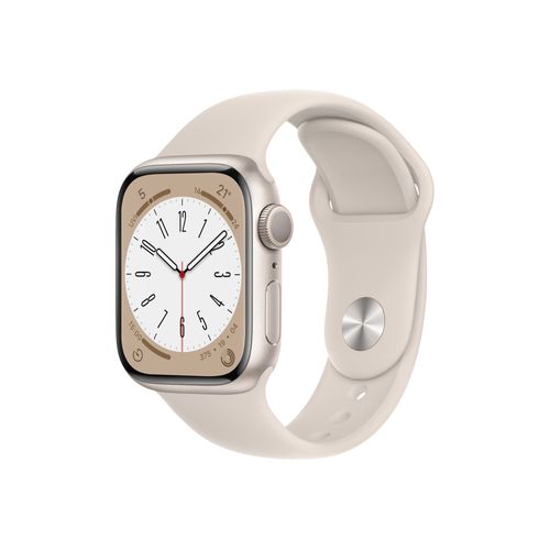 Apple Watch Series 8 (GPS) - 41 mm - aluminium droit - Montre connectée avec bracelet sport - fluoroélastomère - droit - taille du bracelet : Normal - 32 Go - Wi-Fi, Bluetooth - 32 g