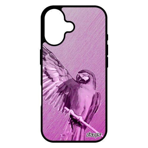 Coque Silicone Pour Iphone 17 Perroquet Portable De Protection Bumper Design Animal Oiseau Rose Perruche Animaux Mobile Telephone