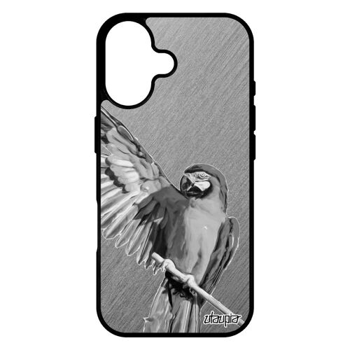 Coque Silicone Pour Iphone 17 Perroquet Housse Animal Design 512 Go Tropical Effet Perruche Aluminium Cover Animaux Noir Gris