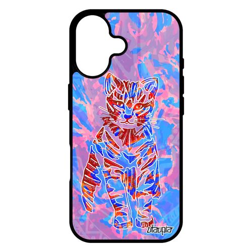 Coque Pour Iphone 17 Silicone Chat Pastel Smartphone Petit Impression Original Case Bleu Tribal Multicolore Minou Housse Souple De