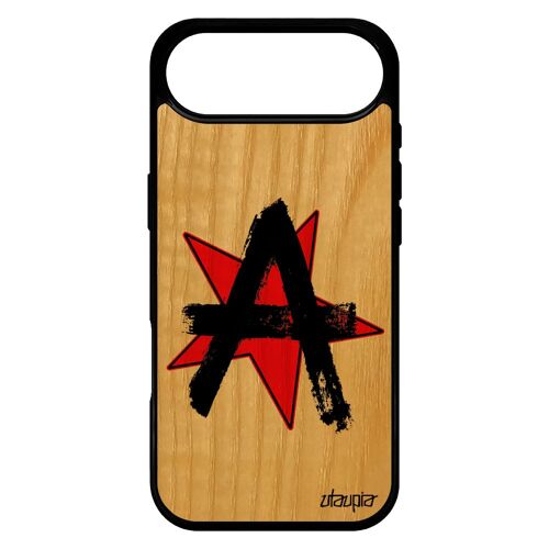 Coque Pour Iphone 17 Air En Bois Silicone Anarchie Graff Cadeau Revolution Urbain Noir Etoile Noire Peinture Rock Logo Case Punk De