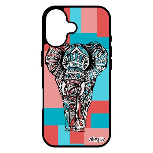 Coque Pour Iphone 17 Silicone Elephant Tribal Azteque Rose Geometrique Dessin Fantaisie Animaux Savane Portable Zen Made In France