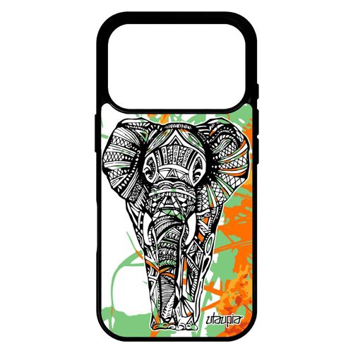 Coque pour iPhone 17 pro silicone elephant motif savane nature souple dessin d'asie etui fleur portable feuilles zen garcon mobile