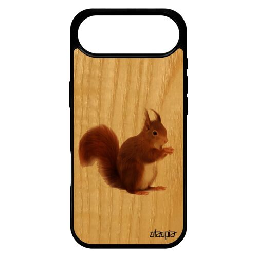 Coque silicone ecureuil roux pour iPhone 17 Air bois nature etui 256 Go animaux orange mignon design jolie housse smartphone