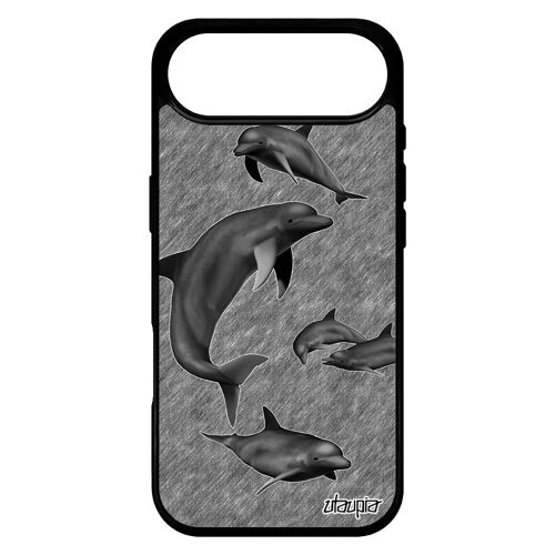 Coque Silicone Antichoc Pour Iphone 17 Air Dauphin Animaux Design Portable Motif Effet Dessin Marsouin Animal Ocean Gris Mobile Mer