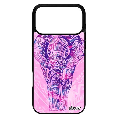 Coque silicone pour iPhone 17 pro max elephant metal pastel ethnique zen savane jolie plume pas cher multicolore azteque 512 Go de