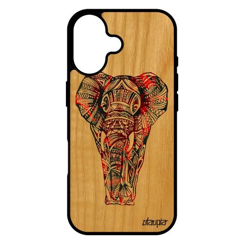 Coque Bois Silicone Pour Iphone 17 Elephant Azteque Personnalis¿ Animal Design Souple Tribal Ethnique Homme Rouge Pastel Noir De