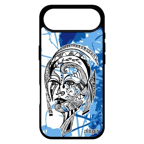 Coque Pour Iphone 17 Air Silicone Femme Fleur Bleu Nature Feuilles De Protection Tribal Azteque Ethnique Dessin Portrait Fille