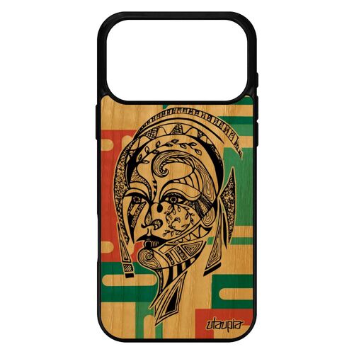 Coque en bois pour iPhone 17 pro max silicone femme telephone graphique ethnique dessin portable animaux tribal fee carr¿ fille de