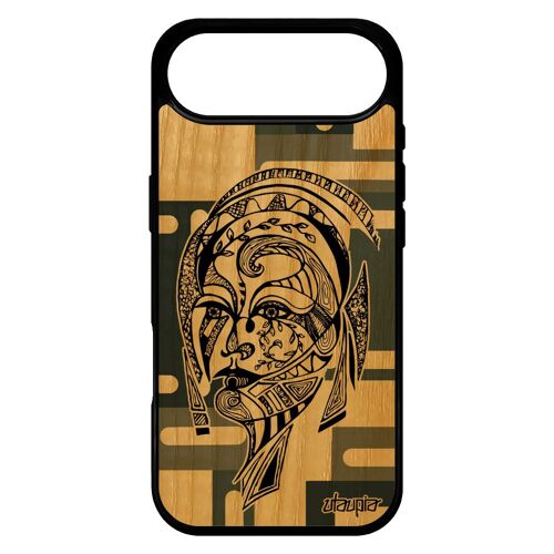 Coque Silicone Pour Iphone 17 Air En Bois Femme Antichoc Animal Dessin Ethnique Cubique Princesse Mobile Fille Azteque Geometrique