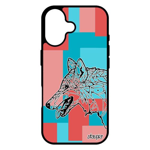 Coque Pour Iphone 17 En Silicone Loup Foret Ethnique Cube Carr¿ Portable Antichoc Smartphone Chien Animaux Geometrique Dessin Rose