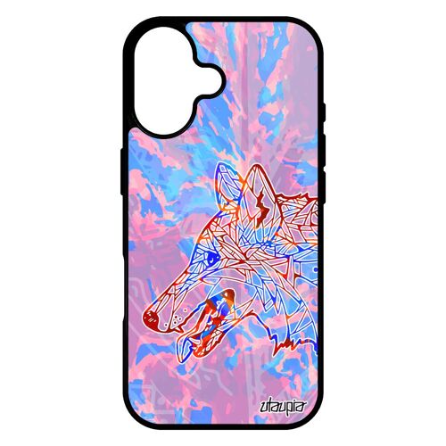 Coque Pour Iphone 17 Silicone Loup Noir Rigide Chien Azteque Multicolore Tattoo Bleu Foret Case Animaux Mechant Unique Homme Tribal