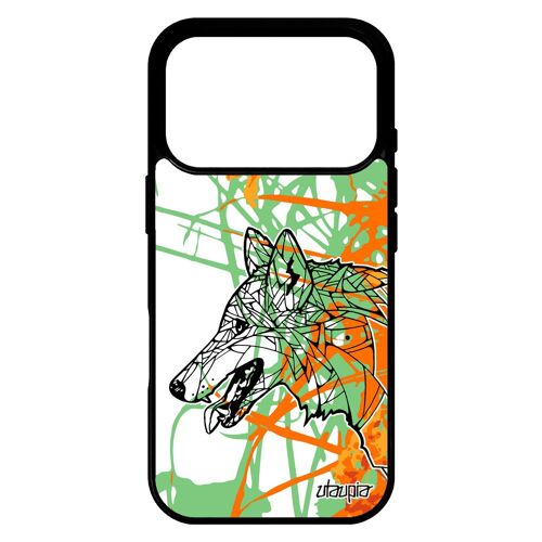 Coque silicone loup pour iPhone 17 pro feuilles jolie nature Orange ethnique dessin animaux fleur noir bumper garcon 1000 Go etui