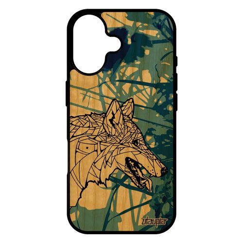 Coque Pour Iphone 17 Bois Silicone Loup Montagne Animal Husky Bleu Fille Chien Housse 4g Tribal De Protection Dessin Color¿ Azteque