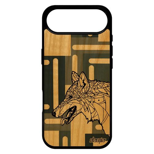 Coque Bois Pour Iphone 17 Air Silicone Loup Design Gel Etui Fr¿Ne Alpha Tribal Chien Azteque Graphique Dessin Portable Personnalis¿