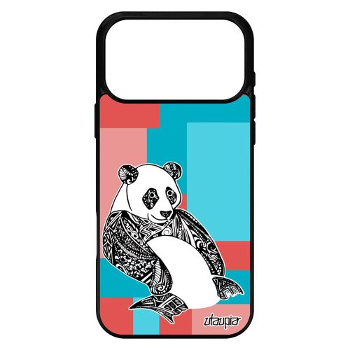 Coque pour iPhone 17 pro max silicone panda portable graphique symbole personnalis¿ azteque geometrique antichoc cube 256 Go femme