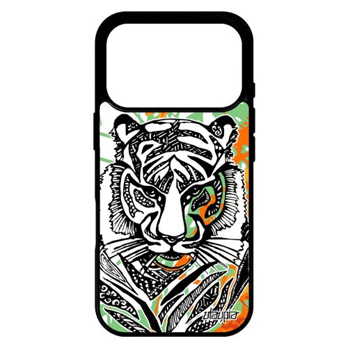Coque tigre pour iPhone 17 pro en silicone alu smartphone Orange blanc noir azteque nature housse solide ethnique original animaux