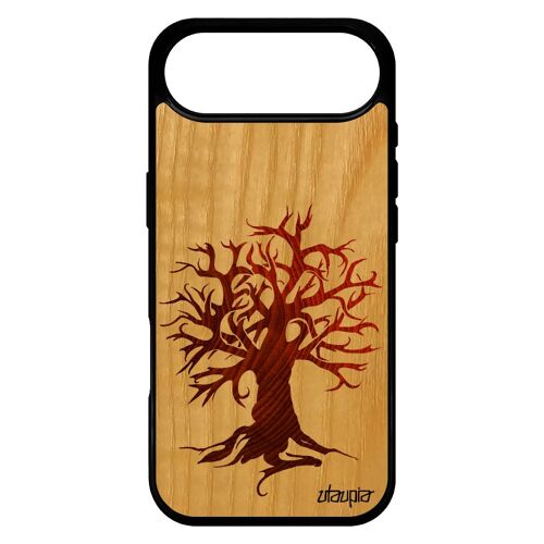 Coque Silicone Peinture Arbre Pour Iphone 17 Air Bois Naturel Telephone Marron Nature 4g Foret Ecologie Motif Cover Case Etui