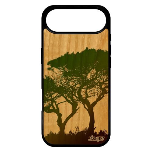 Coque Pour Iphone 17 Air Bois Silicone Arbres Ecolo Noir Nature Feuilles Portable Dessin Branche Paysage Marron Peinture Design Zen