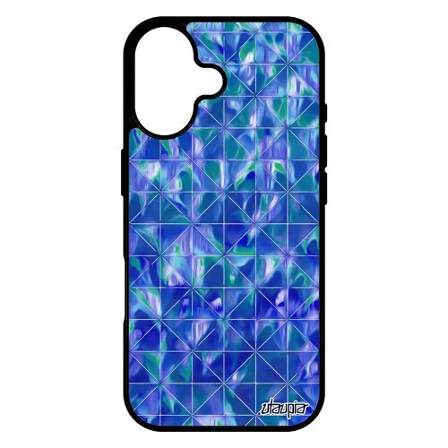 Coque Design Carreau Antichoc Pour Iphone 17 Silicone Marbre Motif Fond Smartphone Texture Geometrique Losange Original Bleu