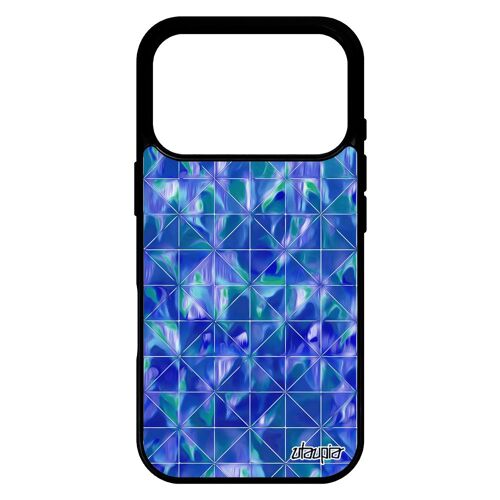 Coque design carreau pour iPhone 17 pro silicone original housse losange geometrique noir personnalis¿ motif texture bleu fond